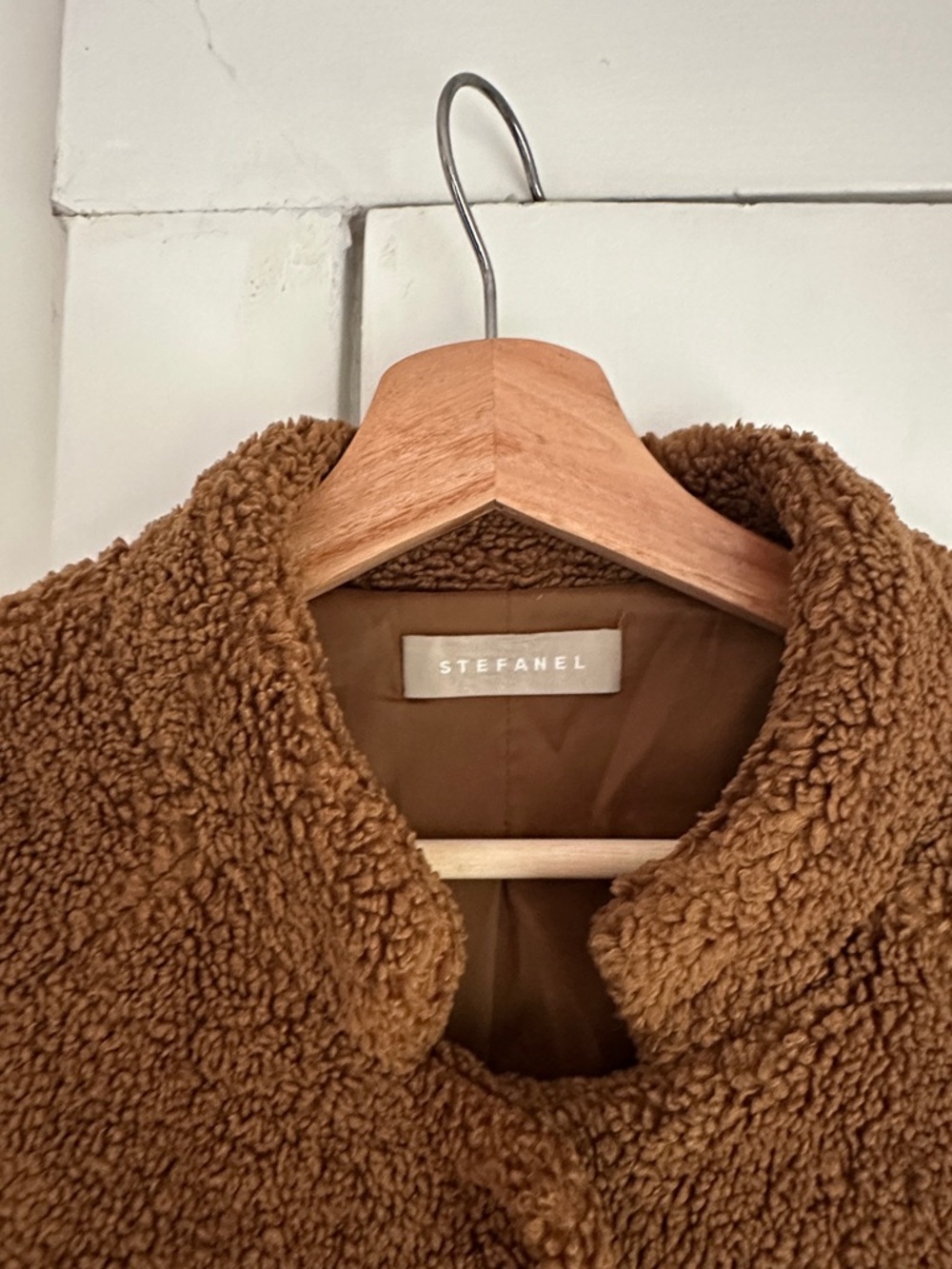Stefanel Chestnut Brown Teddy Coat with Front Pockets - Picture 2 of 5